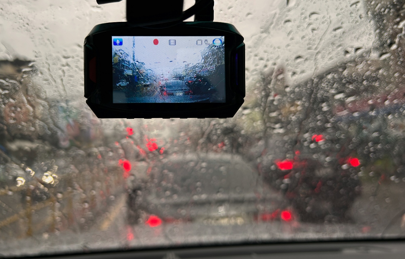 Dash cam in use on the road