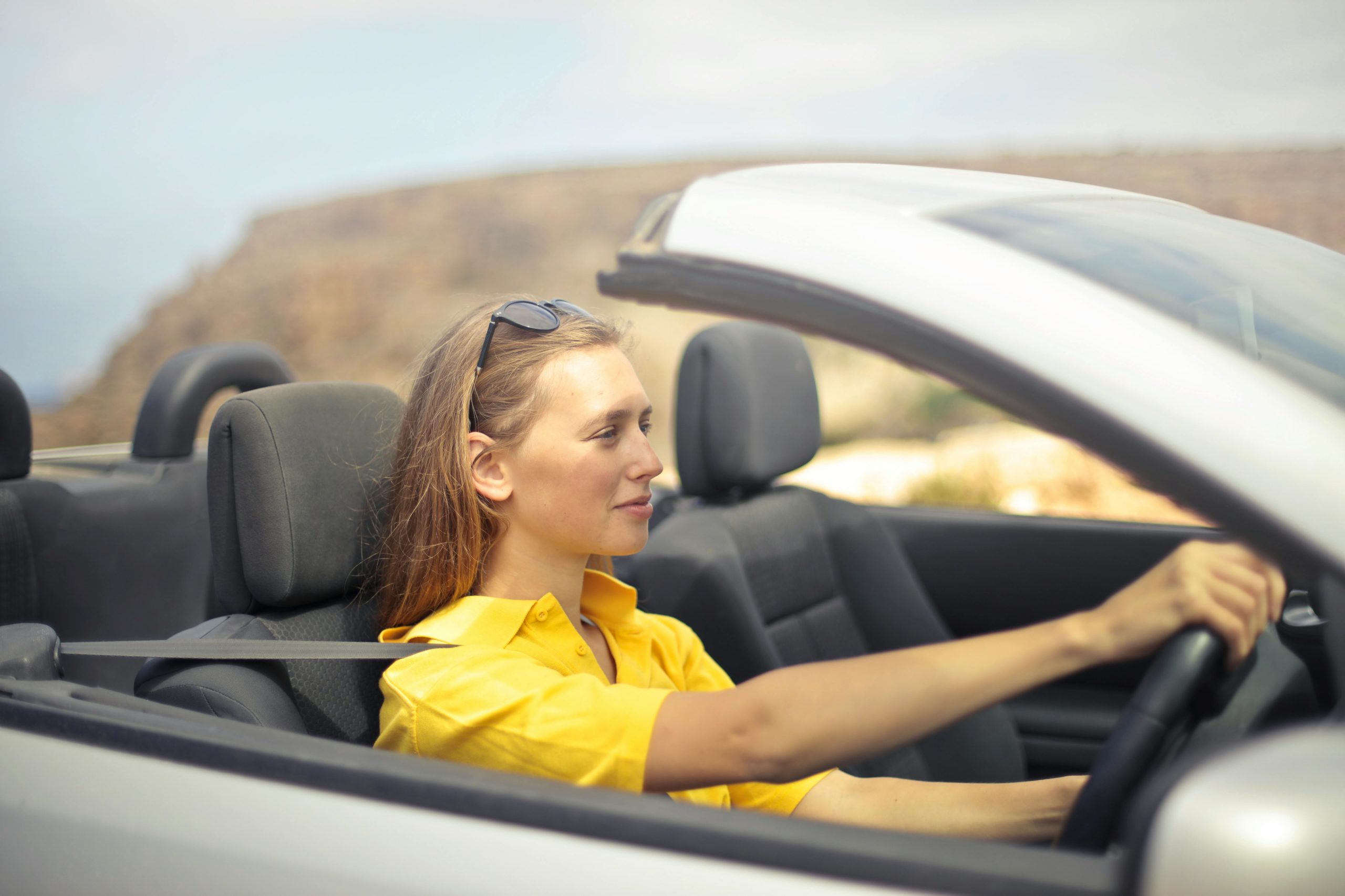 woman driving a car